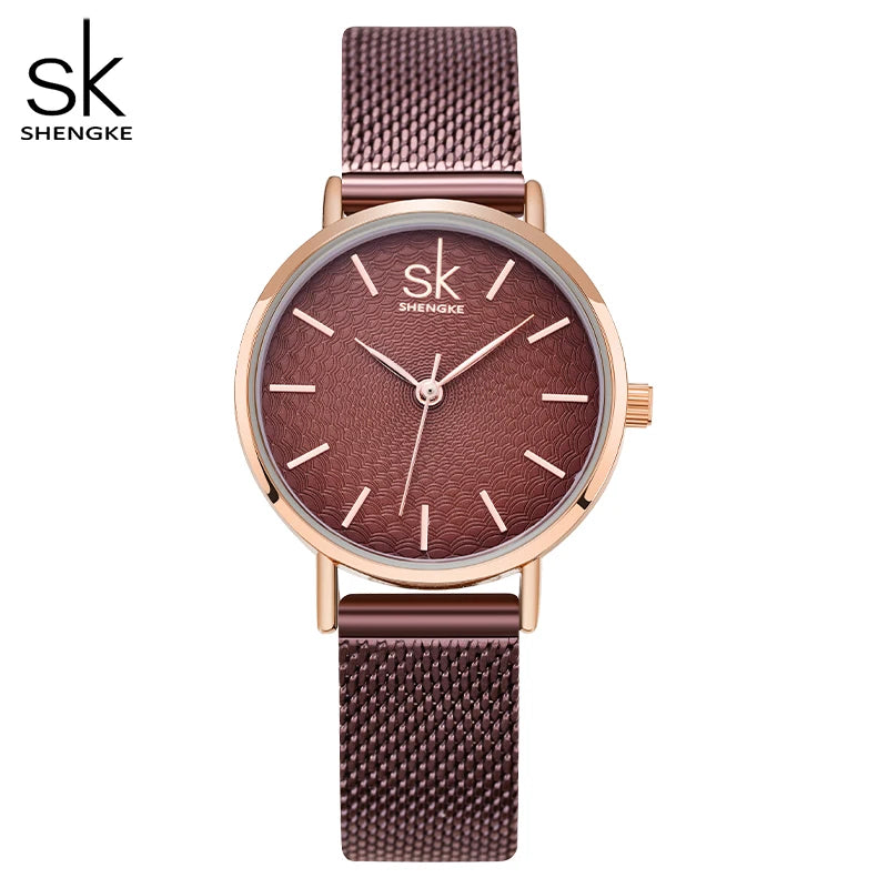 SK Super Slim Sliver Mesh Stainless Steel Watches Women Top Brand Luxury Casual Clock Ladies Wrist Watch Lady Relogio Feminino