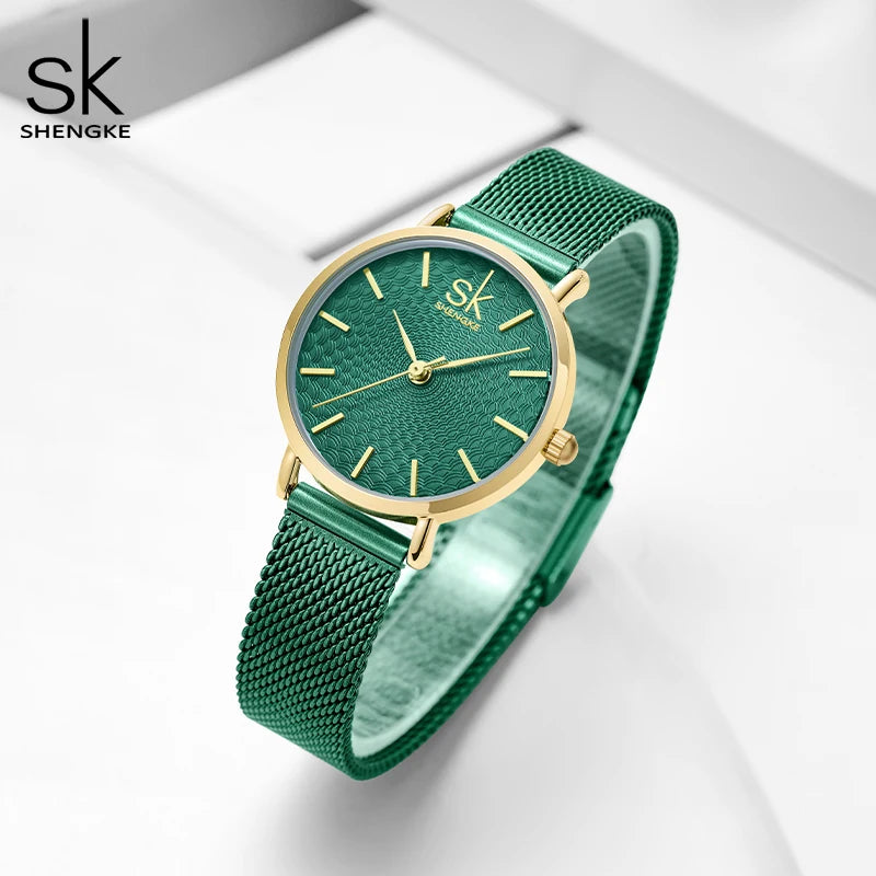 SK Super Slim Sliver Mesh Stainless Steel Watches Women Top Brand Luxury Casual Clock Ladies Wrist Watch Lady Relogio Feminino