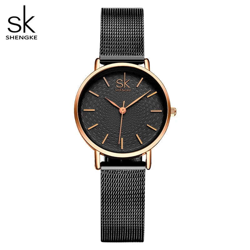 SK Super Slim Sliver Mesh Stainless Steel Watches Women Top Brand Luxury Casual Clock Ladies Wrist Watch Lady Relogio Feminino