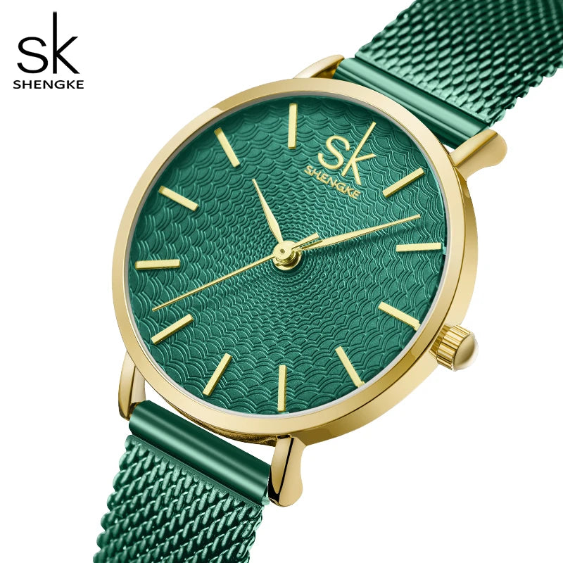 SK Super Slim Sliver Mesh Stainless Steel Watches Women Top Brand Luxury Casual Clock Ladies Wrist Watch Lady Relogio Feminino