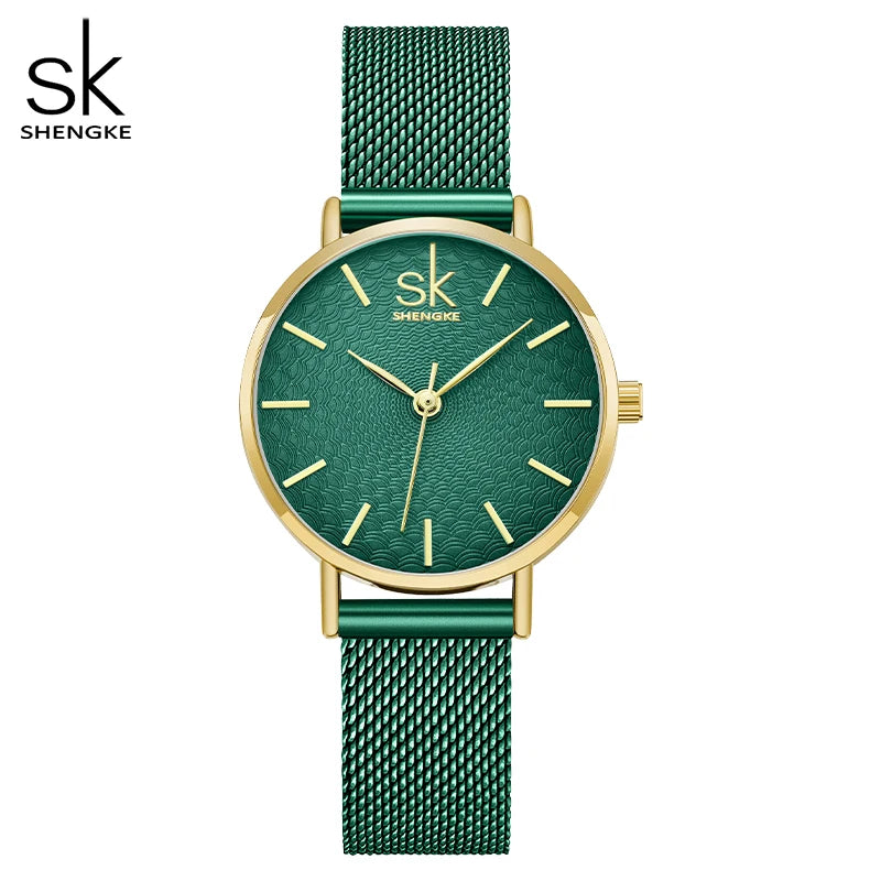 SK Super Slim Sliver Mesh Stainless Steel Watches Women Top Brand Luxury Casual Clock Ladies Wrist Watch Lady Relogio Feminino