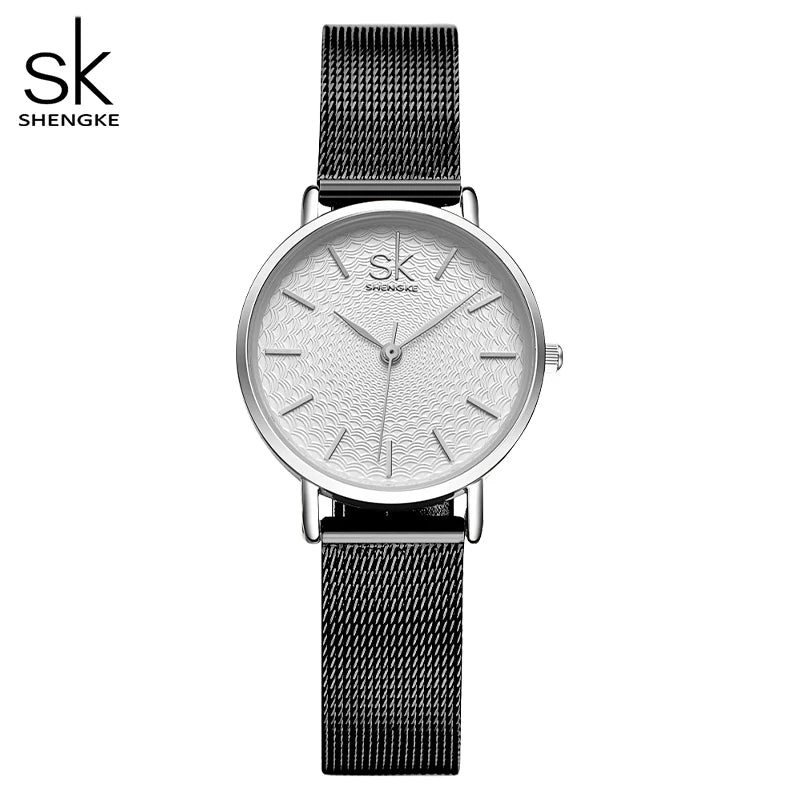 SK Super Slim Sliver Mesh Stainless Steel Watches Women Top Brand Luxury Casual Clock Ladies Wrist Watch Lady Relogio Feminino