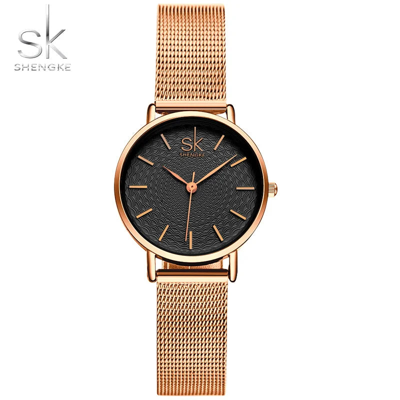 SK Super Slim Sliver Mesh Stainless Steel Watches Women Top Brand Luxury Casual Clock Ladies Wrist Watch Lady Relogio Feminino