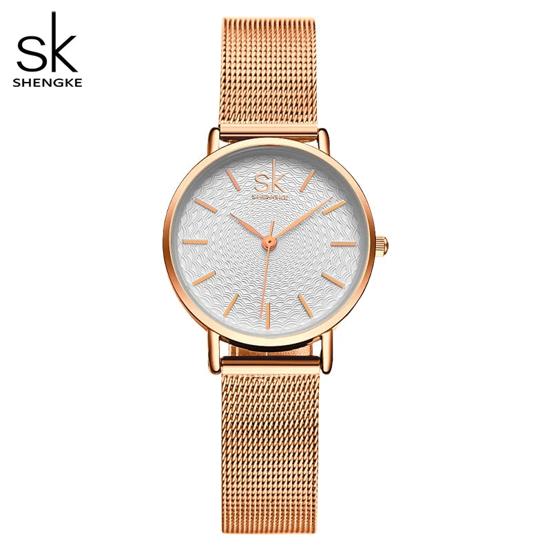 SK Super Slim Sliver Mesh Stainless Steel Watches Women Top Brand Luxury Casual Clock Ladies Wrist Watch Lady Relogio Feminino