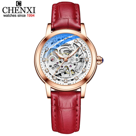 CHENXI Automatic Mechanical Women's Watch Luxury Waterproof Quartz Ladies Skeleton Tourbillon Wristwatches Relogio Feminino