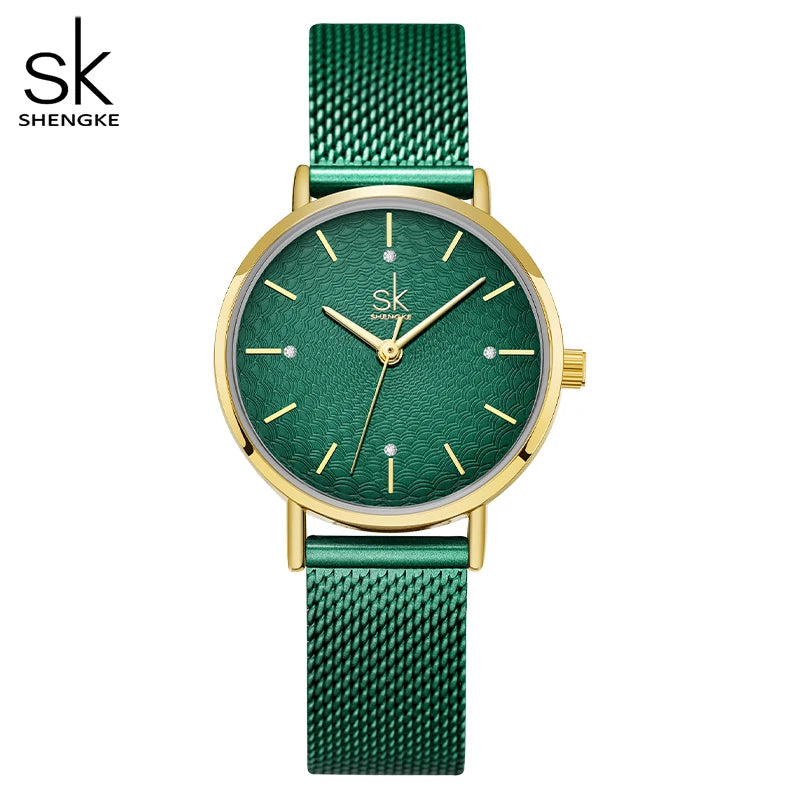 SK Super Slim Sliver Mesh Stainless Steel Watches Women Top Brand Luxury Casual Clock Ladies Wrist Watch Lady Relogio Feminino