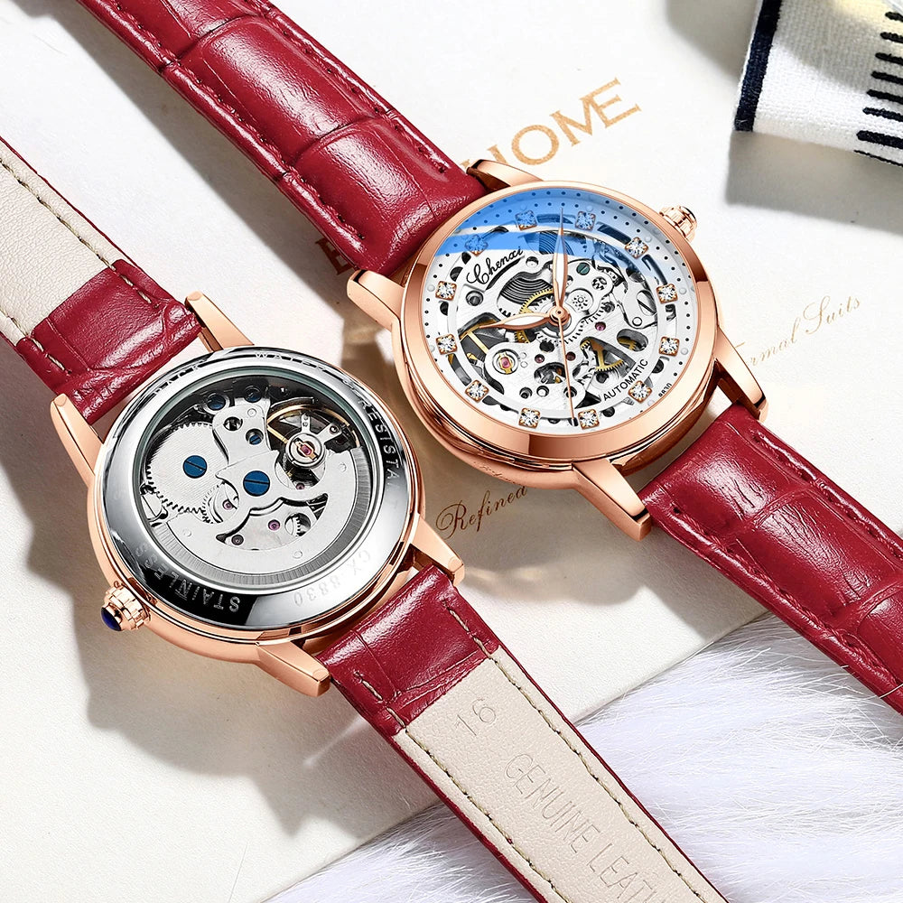 CHENXI Automatic Mechanical Women's Watch Luxury Waterproof Quartz Ladies Skeleton Tourbillon Wristwatches Relogio Feminino