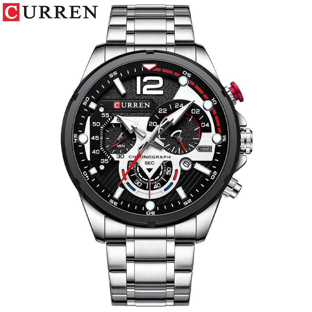 CURREN New Green Mens Watches Top Brand Luxury Stainless Steel Quartz Watch Men Sport Date Male Clock Waterproof Wristwatch