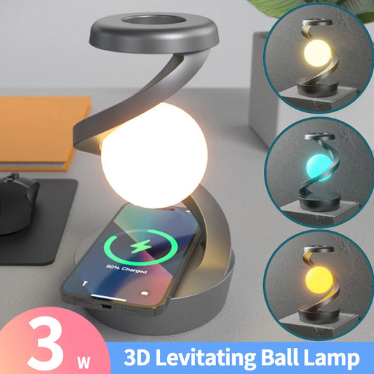 Rotating Wireless Floating Lamp 3D Levitating Ball Lamp RGB LED Levitating Ball Light in The Air Freely for Bedroom Novelty Gift